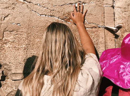 A Birthright Israel participant prays at the Western Wall